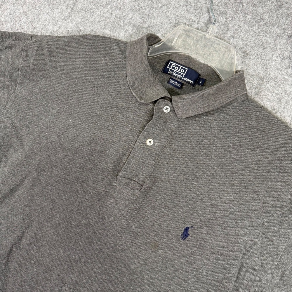 Polo Ralph Lauren Polo Shirt Mens Large Gray Short Sleeve Cotton Pique RN 41381